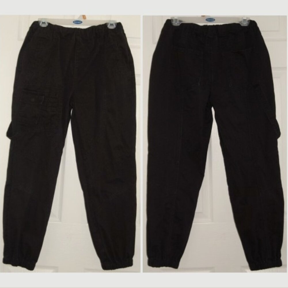 Forever 21 Black Cargo Pants, Women M (Waist: 26"+ Elastic), 100% Cotton